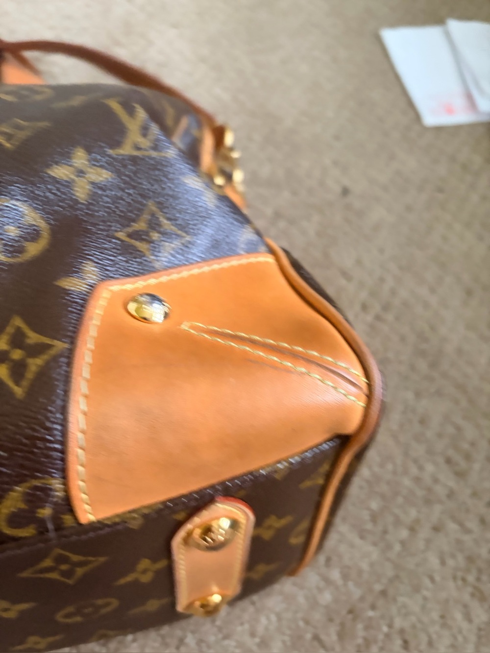 Louis Vuitton Brown Monogram Canvas Shoulder Bag with Tan Leather Trim - Picture 16 of 16